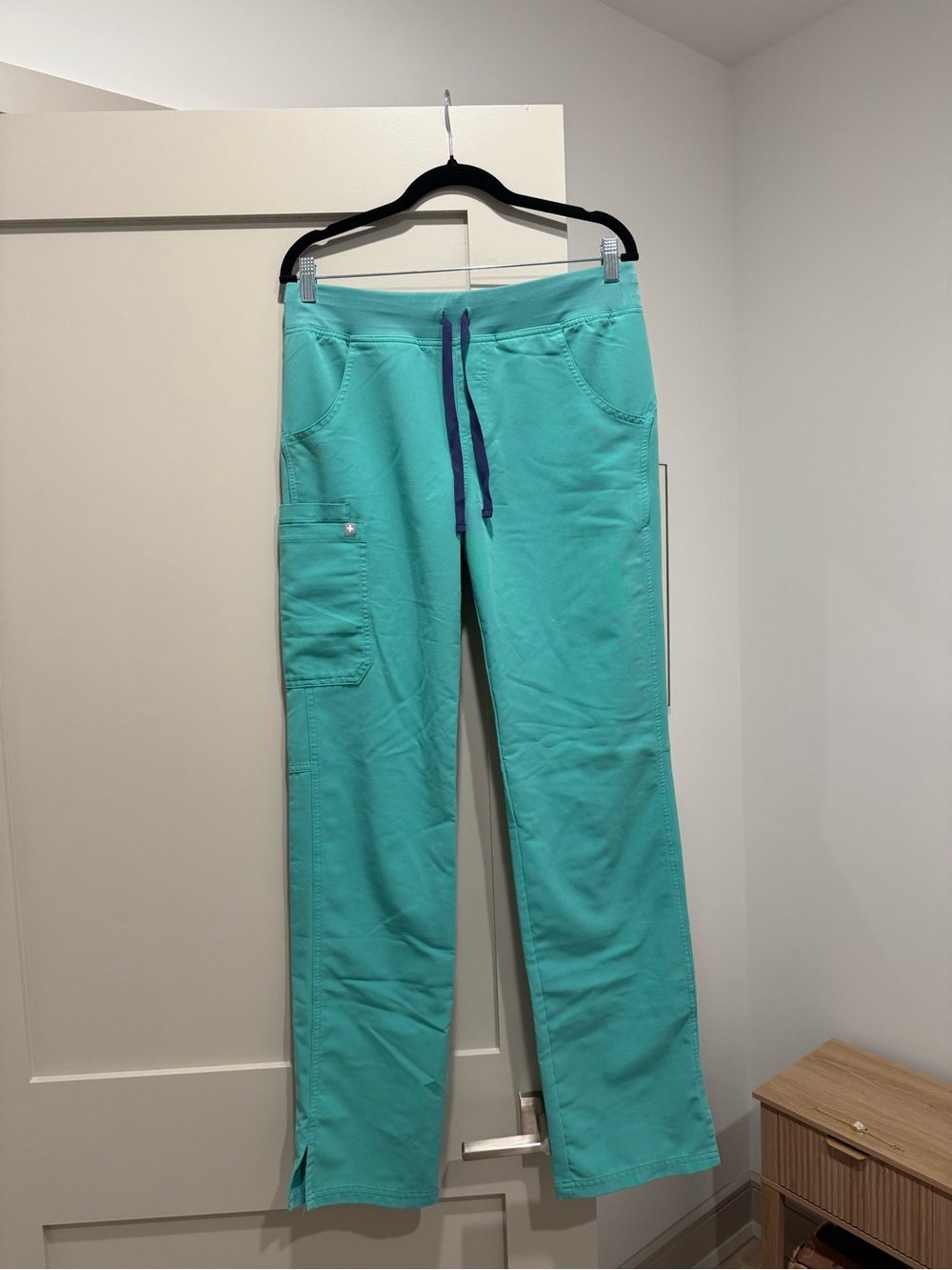 Figs Women’s Teal Drawstring Scrub with Side Cargo